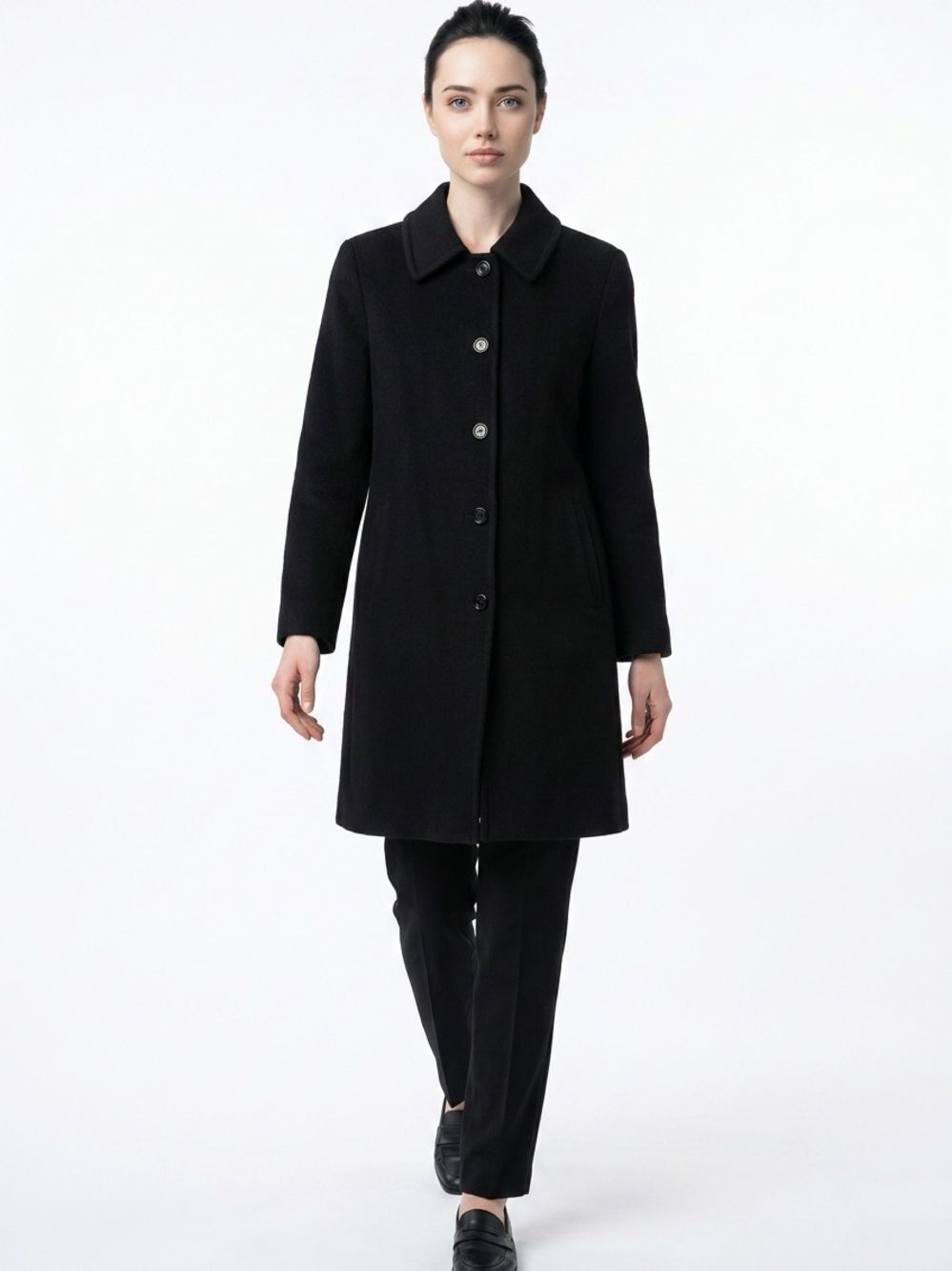 TALBOTS | Angora & Wool Blend Coat Black Size 8
